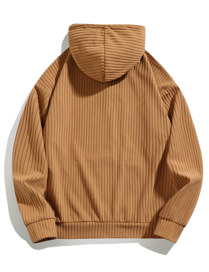 Herren Freizeithoodie mit Rippstruktur und Kängurutasche Aliams