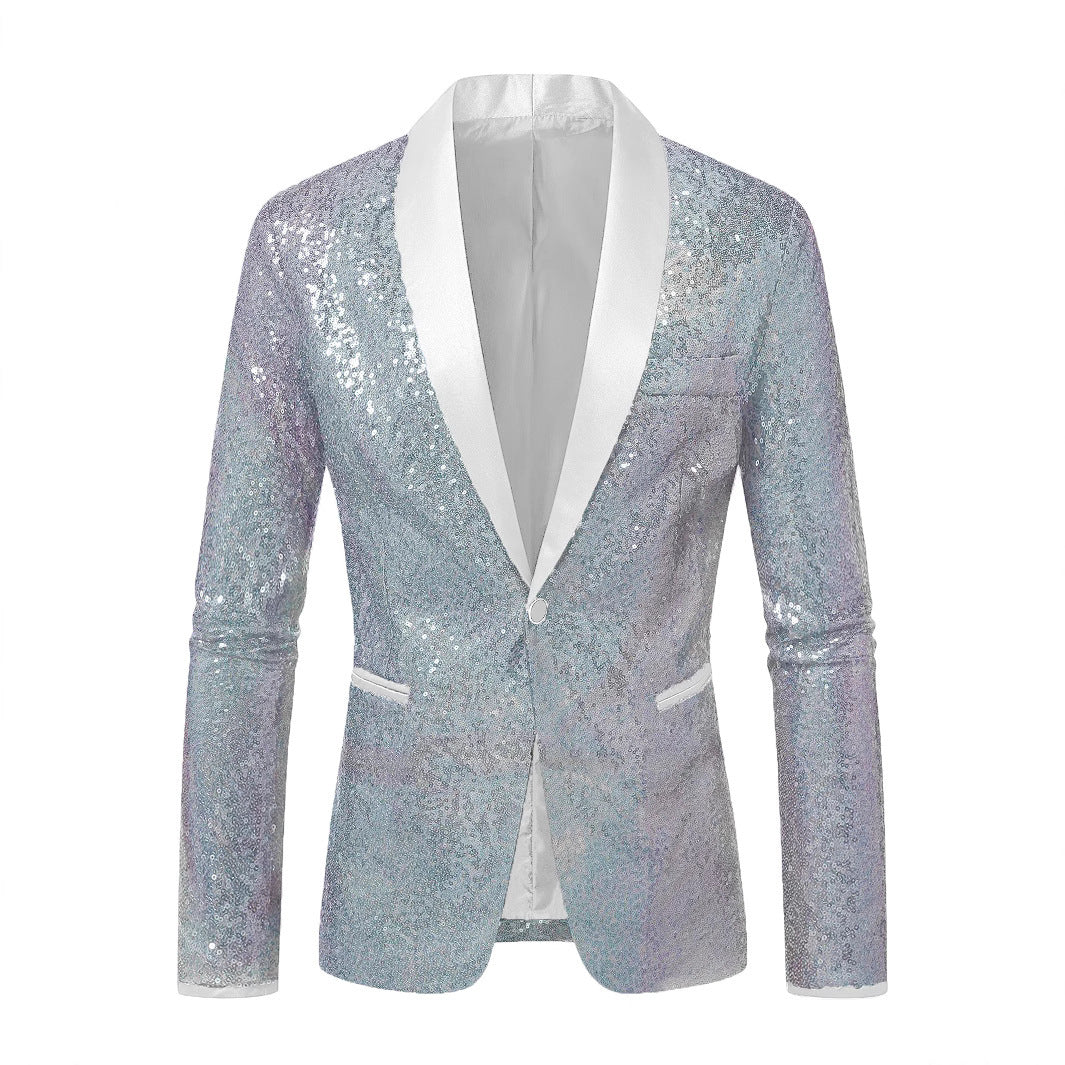 Herren Funkelnder Paillettenblazer mit modernem Schnitt Aliams