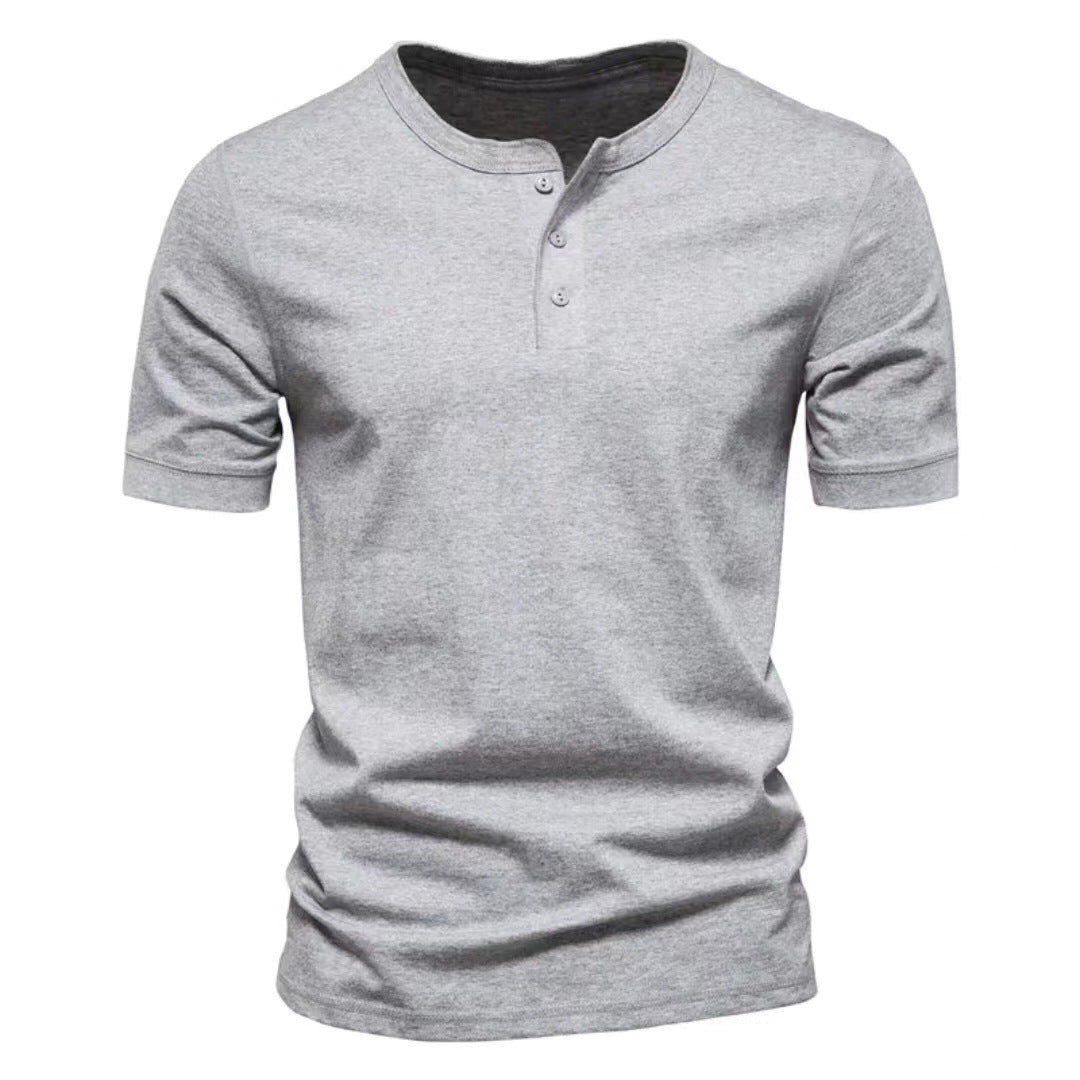 Herren Kurzarm-Henley-Shirt mit praktischer Knopfleiste und bequemer Passform Aliams