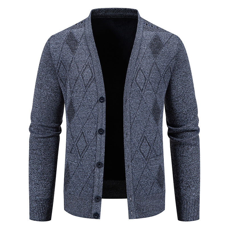 Herren stylische Strickjacke mit V-Ausschnitt und strukturiertem Muster Aliams