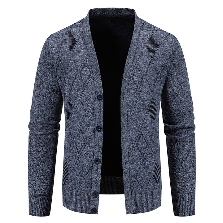 Herren stylische Strickjacke mit V-Ausschnitt und strukturiertem Muster Aliams