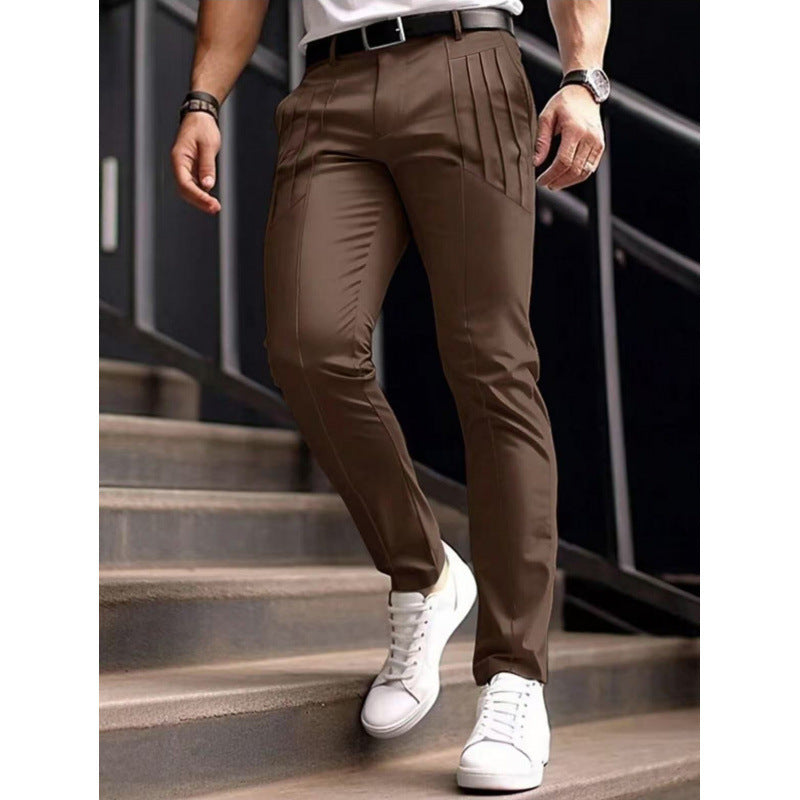 Herren stylische Slim-Fit Anzughose mit plissiertem Design Aliams