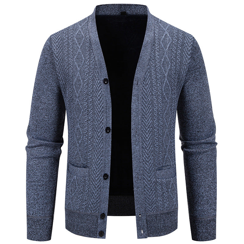 Herren klassische Strickjacke mit strukturiertem Design und praktischen Taschen Aliams