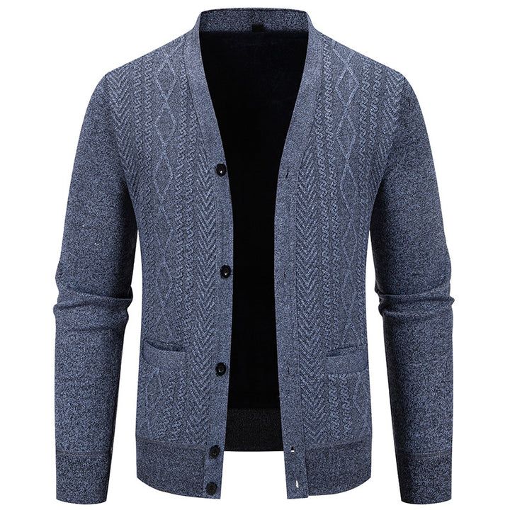 Herren klassische Strickjacke mit strukturiertem Design und praktischen Taschen Aliams