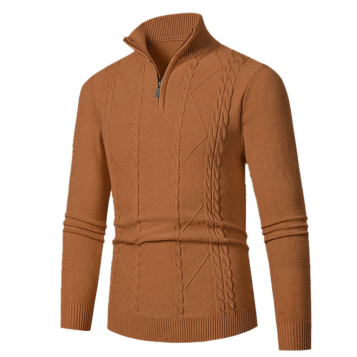 Herren Strickpullover mit Halb-Zip und strukturiertem Muster Aliams