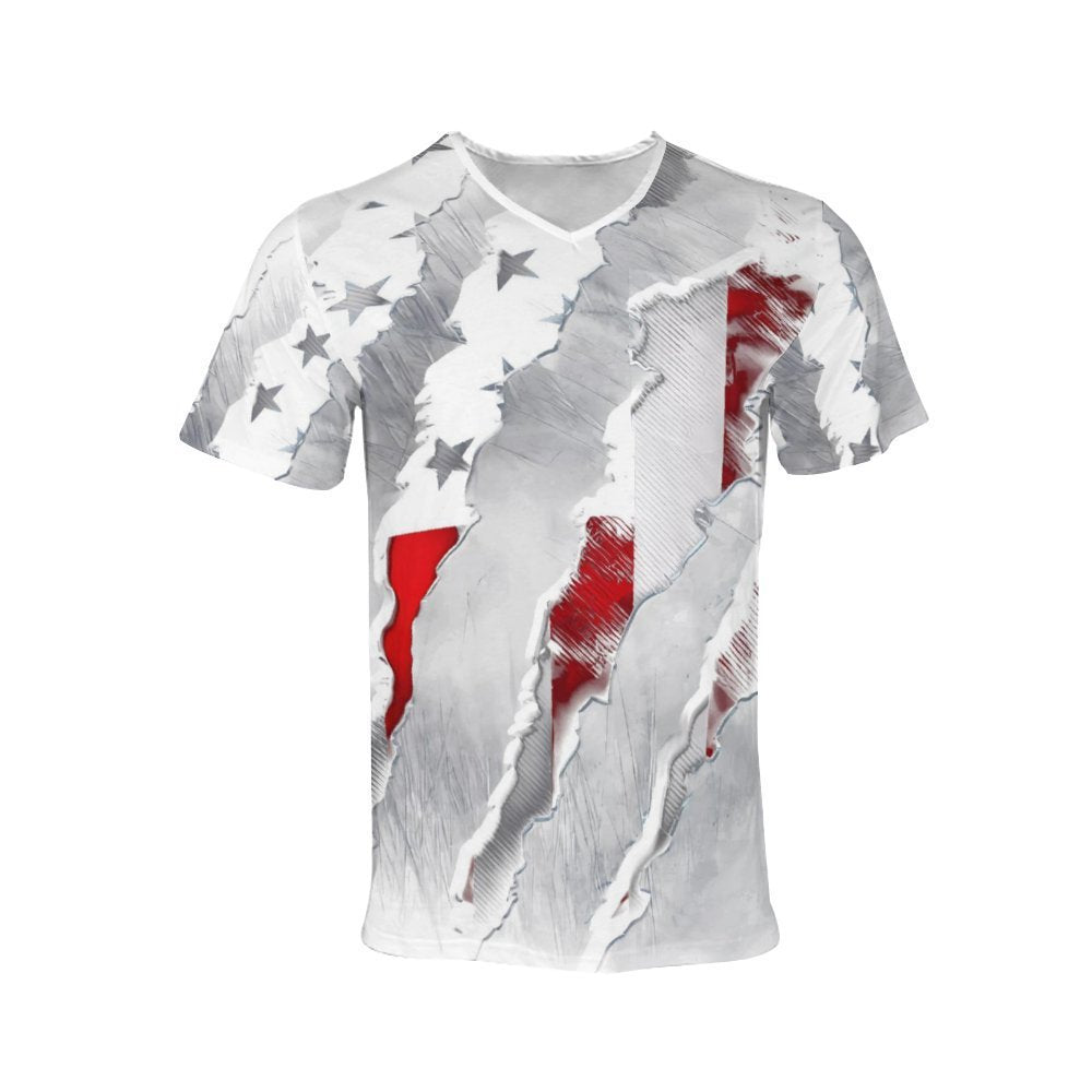 Herren V-Ausschnitt T-Shirt mit auffälligem Grafikdesign Aliams