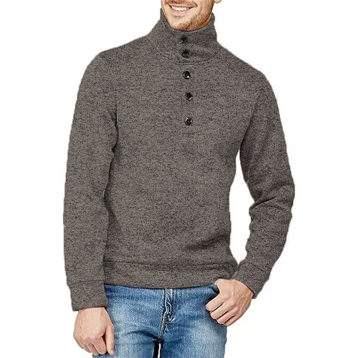 Herren Hochwertiger Pullover mit Stehkragen und Knopfdetail Aliams