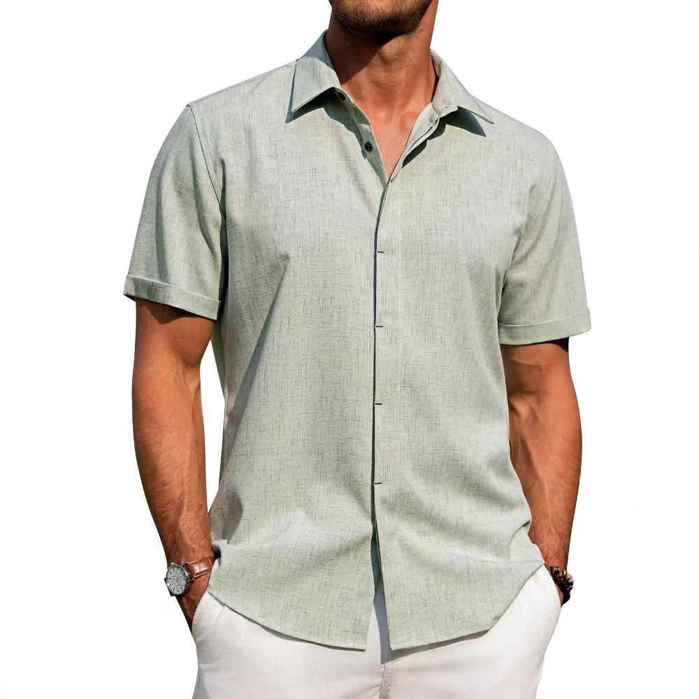 Herren Kurzarm-Hemd mit strukturiertem Design und modernem Kragen Aliams