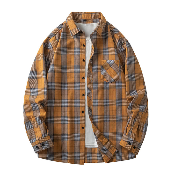 Herren Freizeitliches Karoshirt mit Taschen und Button-Down-Kragen Aliams