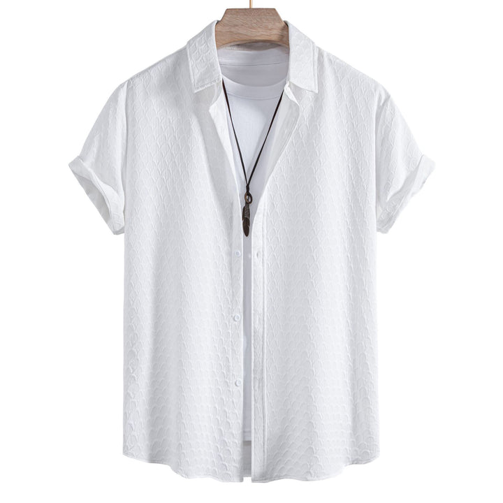 Herren Kurzarmhemd aus atmungsaktiver, strukturierter Baumwolle mit modernem Schnitt Aliams