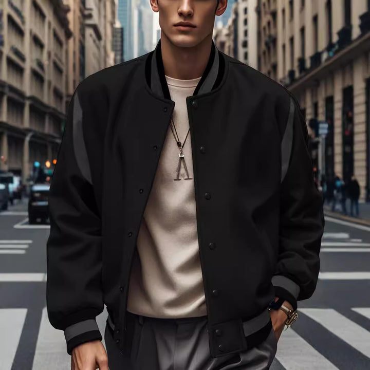 Herren stylische Collegejacke mit kontrastierenden Ärmeln und atmungsaktiven Materialien Aliams