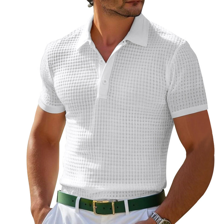 Herren Poloshirt mit strukturiertem Gewebe und modernen Knopfdetails Aliams