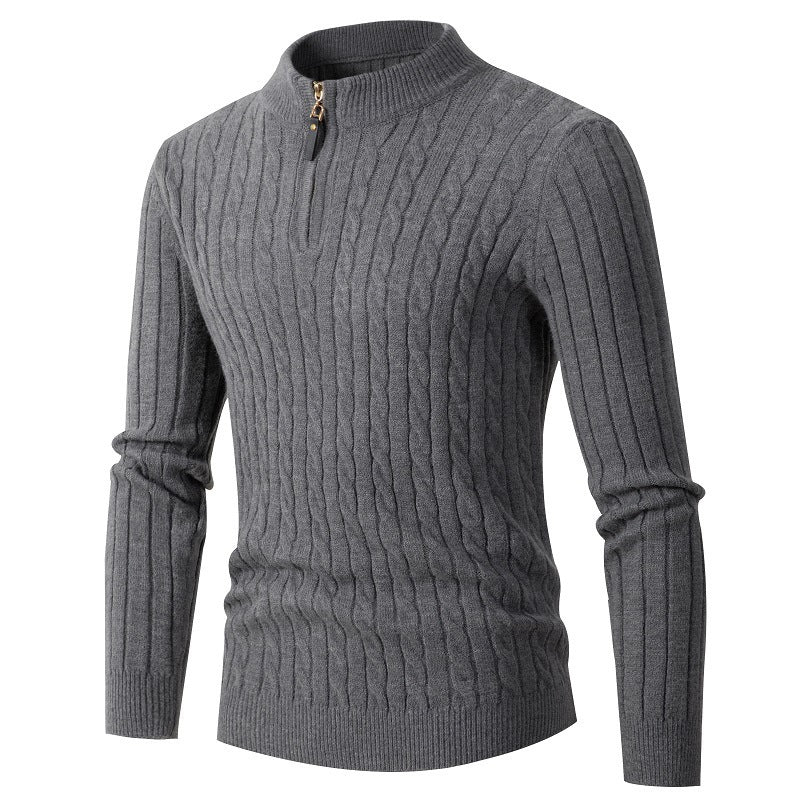 Herren eleganter Rollkragenpullover mit strukturiertem Zopfmuster Aliams