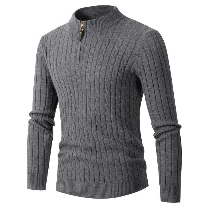 Herren eleganter Rollkragenpullover mit strukturiertem Zopfmuster Aliams