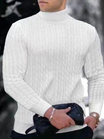 Herren Rollkragenpullover mit strukturiertem Strickmuster Aliams