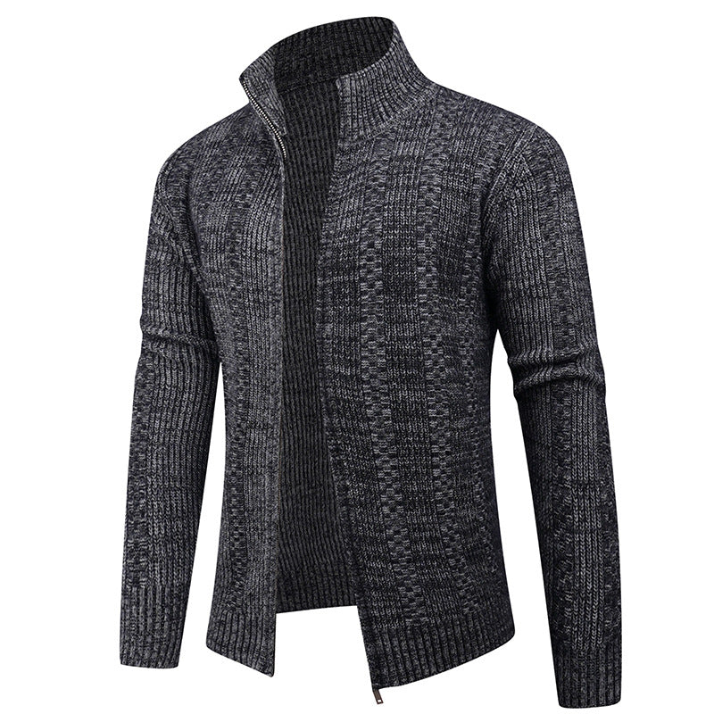 Herren Freizeit Strickjacke mit hohem Kragen und modernem Zipper Aliams