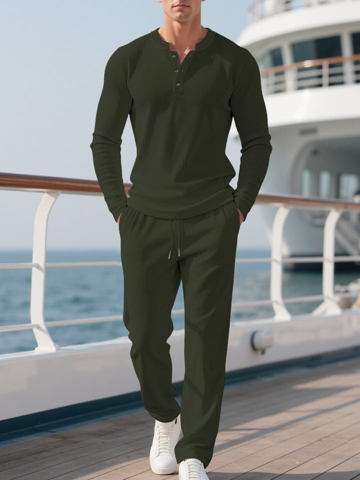 Herren Komfortabler Langarm-Hoodie mit modischer Knopfleiste und elastischer Bundverarbeitung Aliams