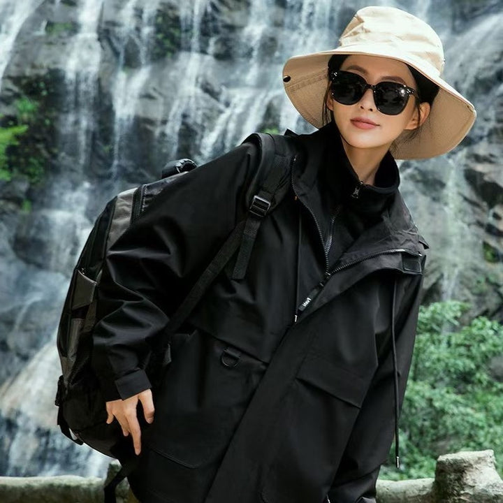 Herren wetterfeste Outdoor-Jacke mit verstellbarer Kapuze und praktischen Taschen Aliams