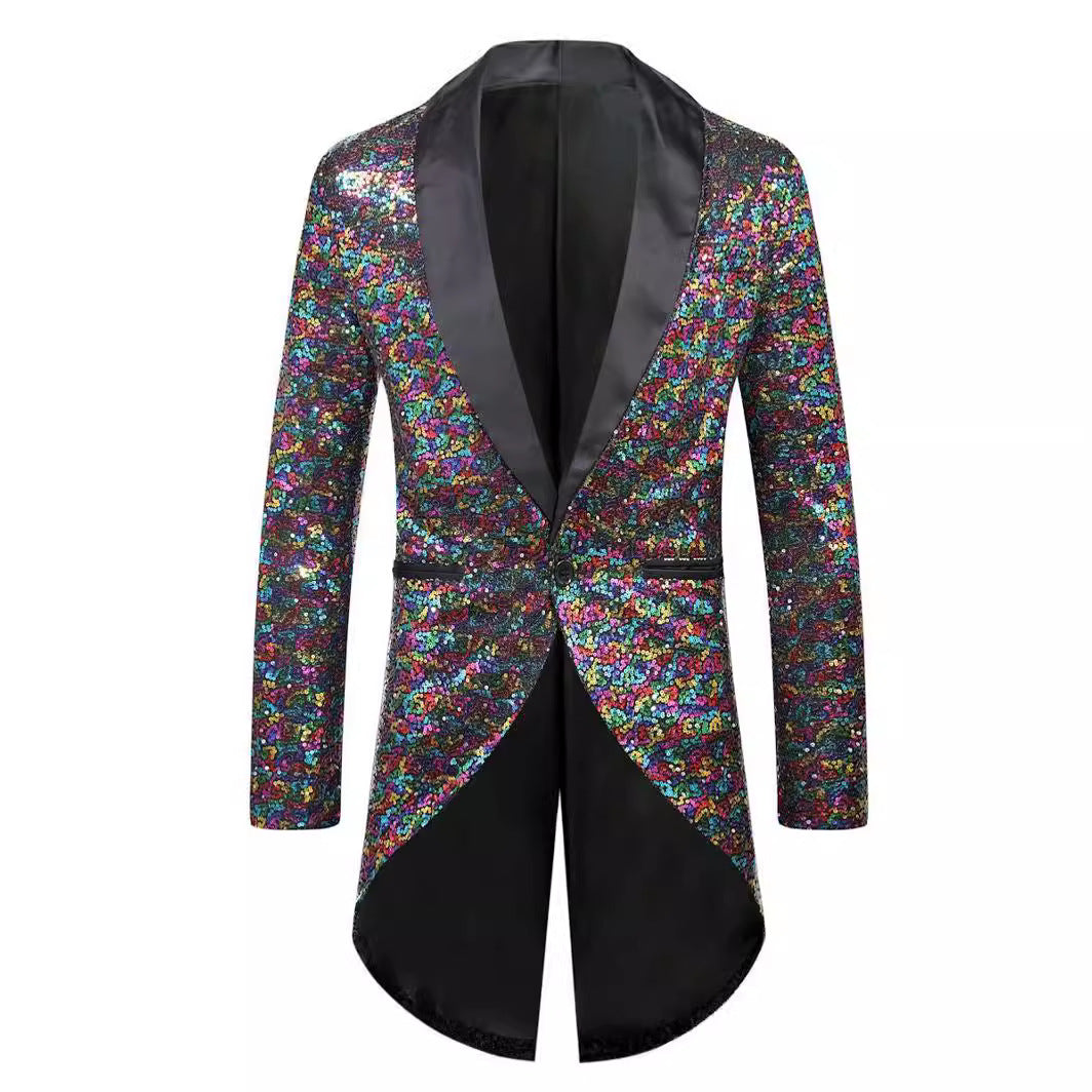 Herren Glitzernder Anzugblazer mit elegantem Schalkragen Aliams