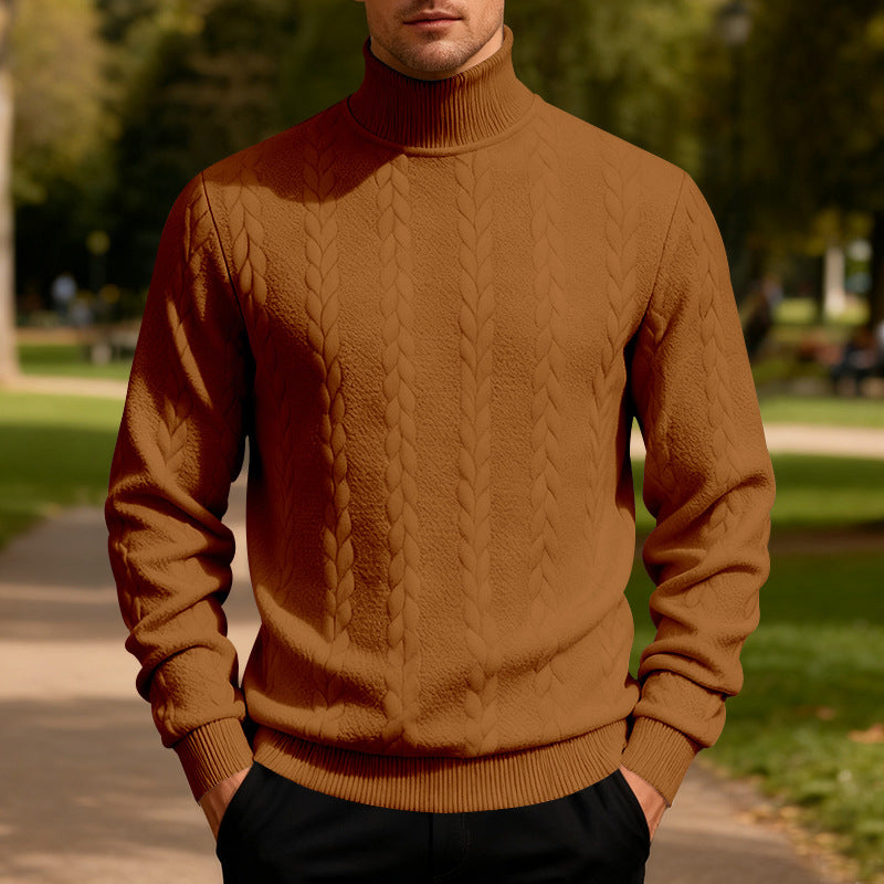 Herren Strickpullover mit Stehkragen und Zopfmuster Aliams