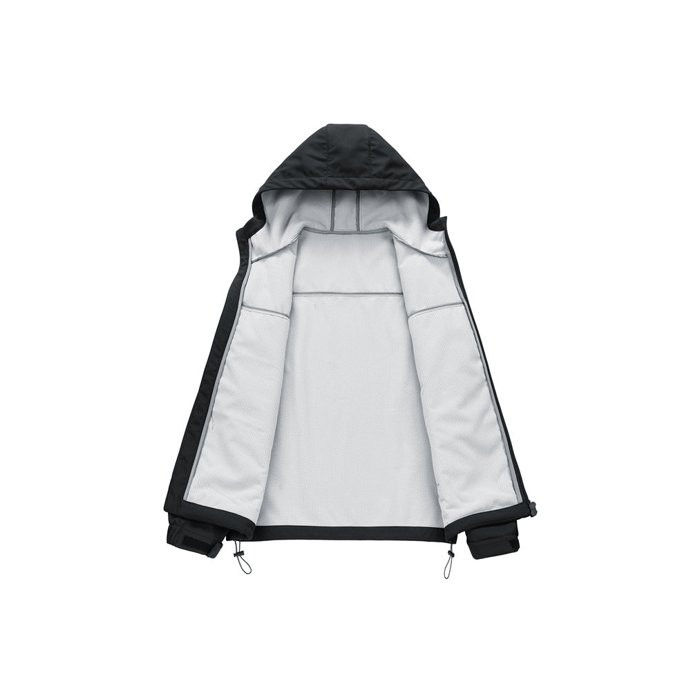 Herren funktionale und winddichte Outdoorjacke mit verstellbarer Kapuze Aliams