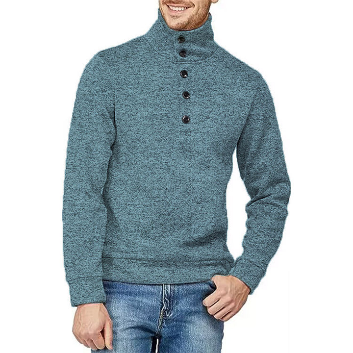 Herren Hochwertiger Pullover mit Stehkragen und Knopfdetail Aliams