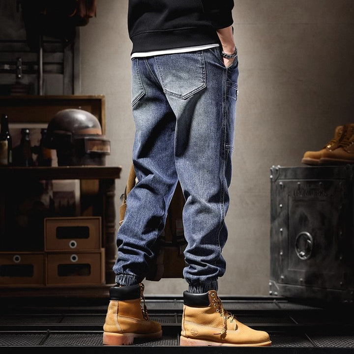 Herren Cargo-Jeans im urbanen Design mit multifunktionalen Taschen und elastischem Bund Aliams