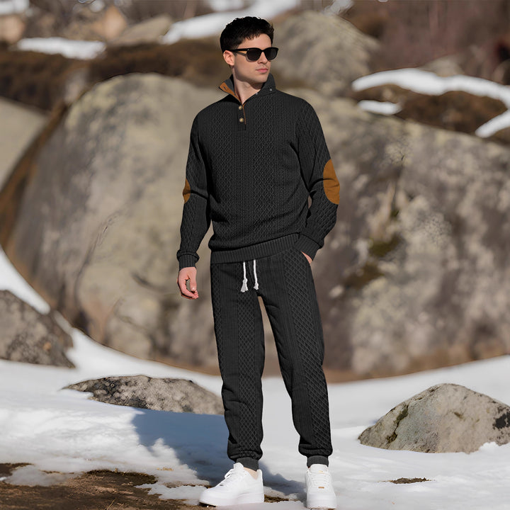 Herren Bequemer Strickpullover mit Stehkragen und modischen Knöpfen Aliams