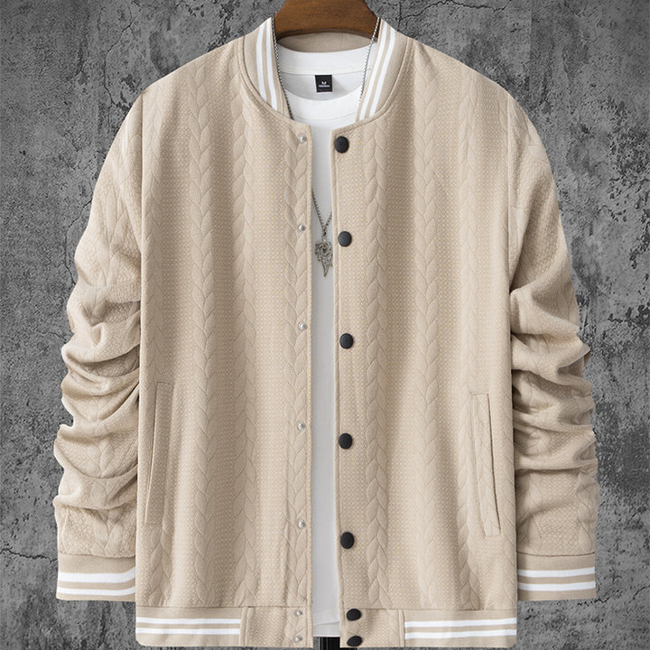 Herren stylische Bomberjacke mit strukturiertem Strickmuster und sportlichen Akzenten Aliams