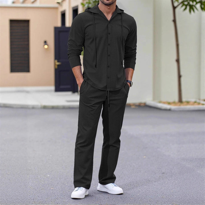 Herren entspannendes Freizeit-Outfit mit Kapuze und praktischen Taschen Aliams