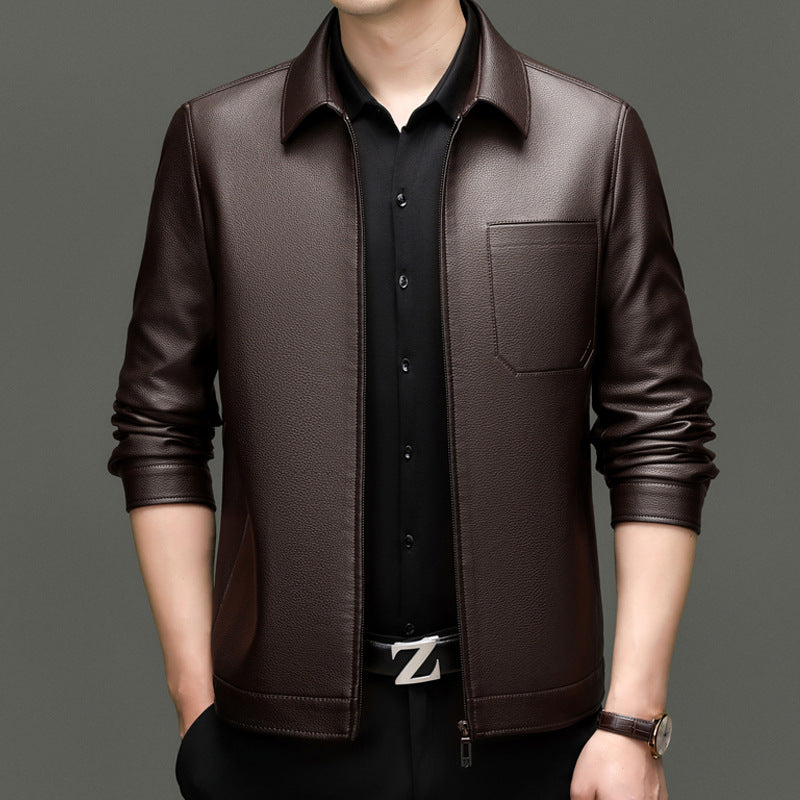 Herren Kunstlederjacke mit modernem Schnitt und praktischen Taschen Aliams