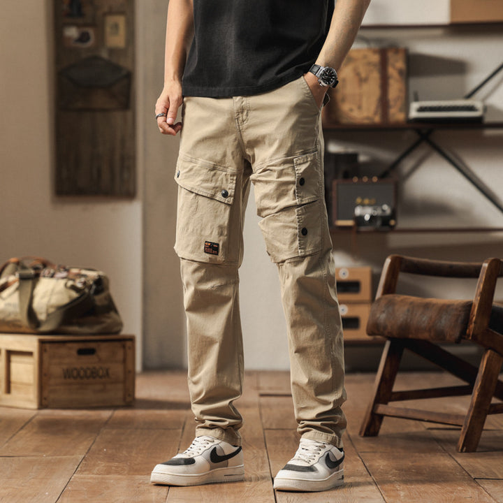 Herren robuste Cargo-Hose mit elastischem Bund und multifunktionalen Taschen Aliams
