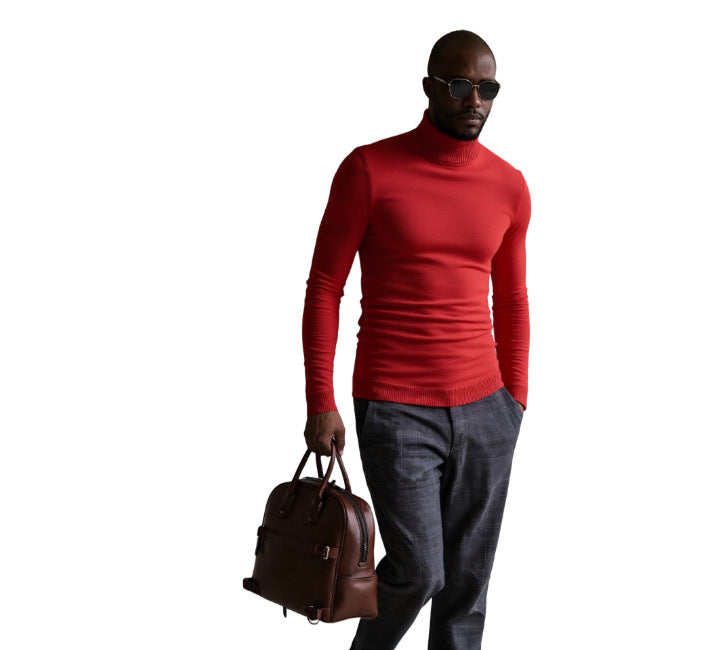 Herren rollkragen pullover mit feiner Struktur Aliams