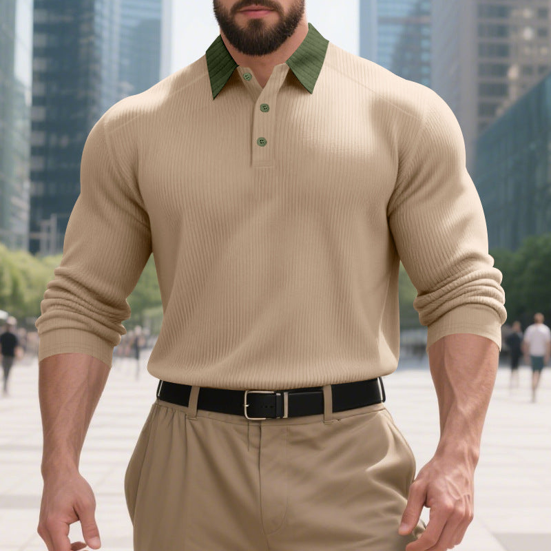 Herren Poloshirt mit strukturiertem Baumwollstoff und stylishen Kontrastdetails Aliams