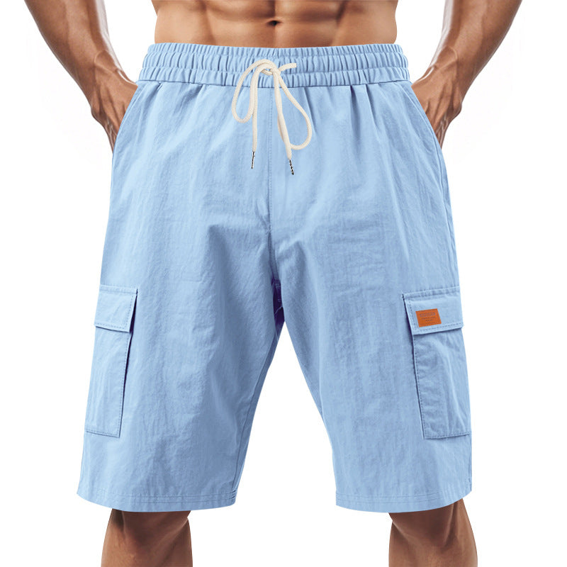 Herren praktische Cargo-Shorts mit elastischem Bund und seitlichen Taschen Aliams