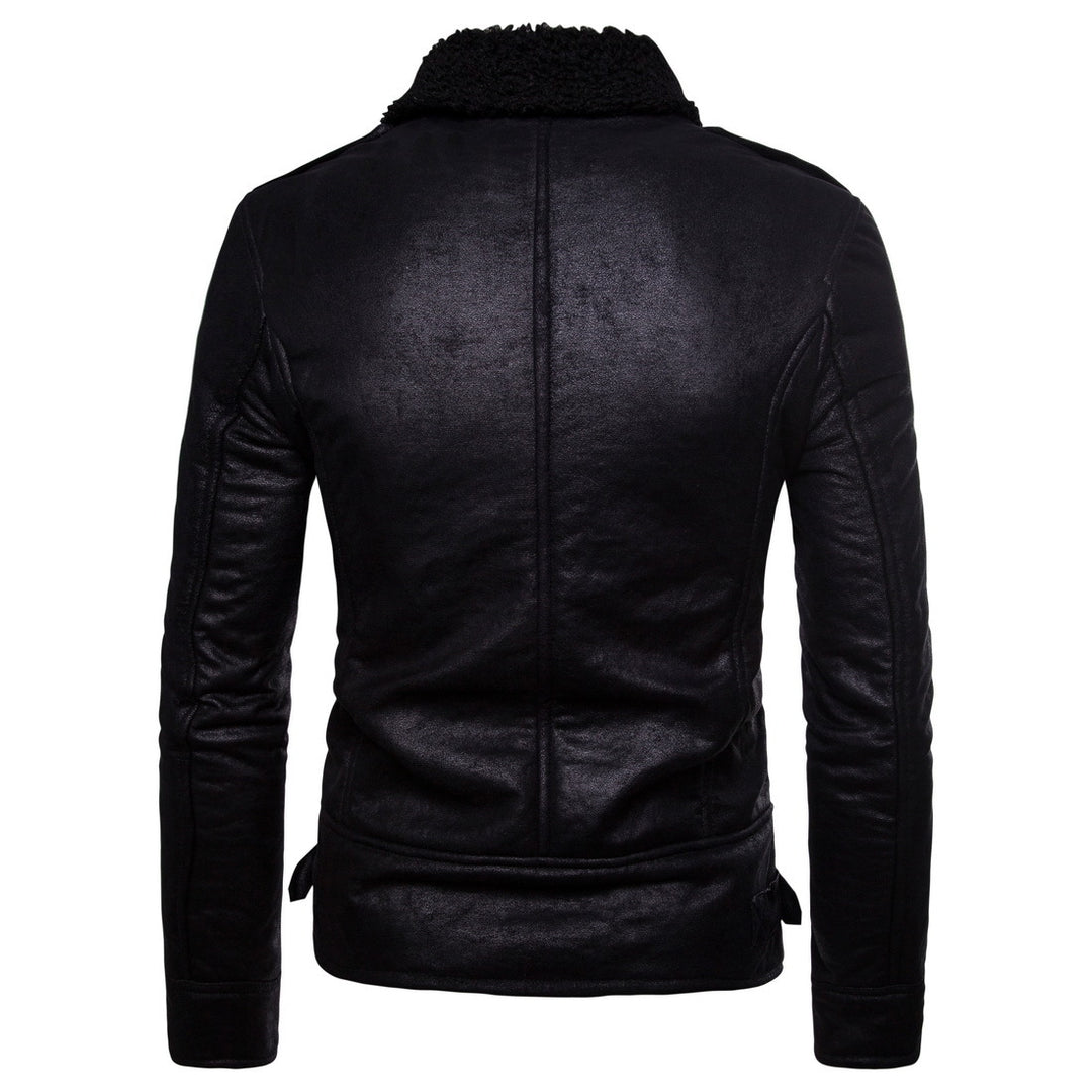 Herren Bikerjacke aus hochwertigem Kunstleder mit weichem Fleecekragen Aliams