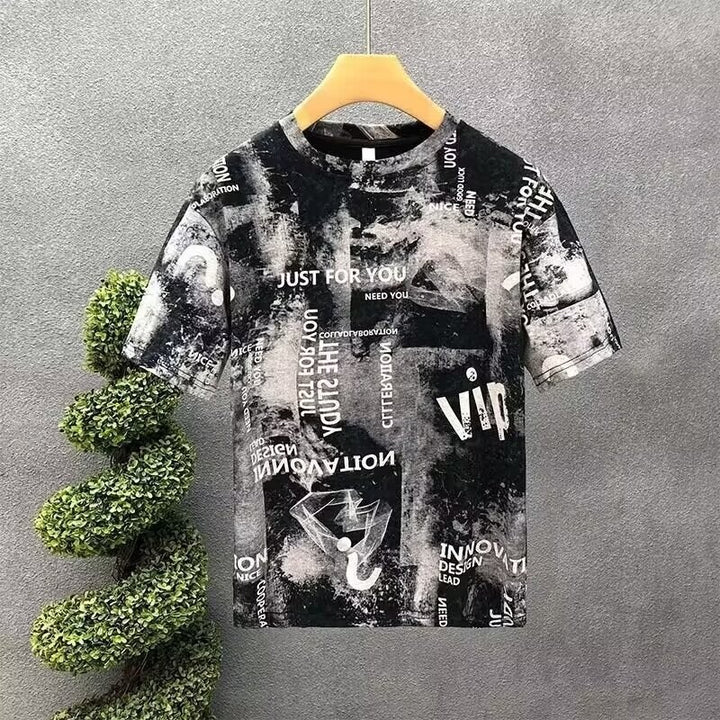 Herren T-Shirt mit kreativem Druckdesign und lockerer Passform Aliams