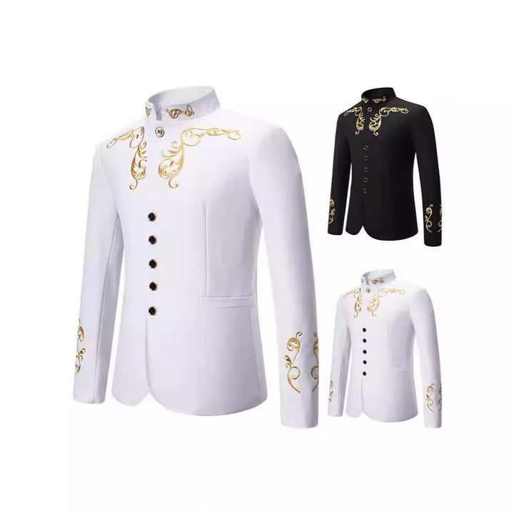 Herren Eleganter Blazer mit kunstvollen Stickereien Aliams