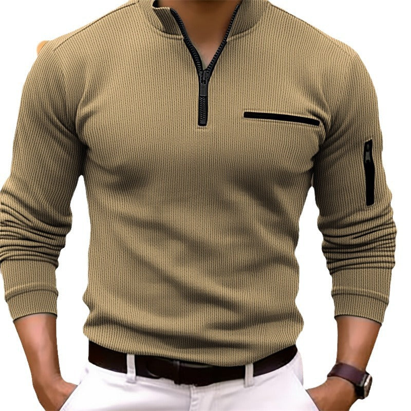 Herren Sportliches Langarm-Zip-Shirt Aliams