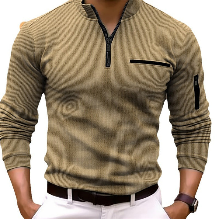 Herren Sportliches Langarm-Zip-Shirt Aliams