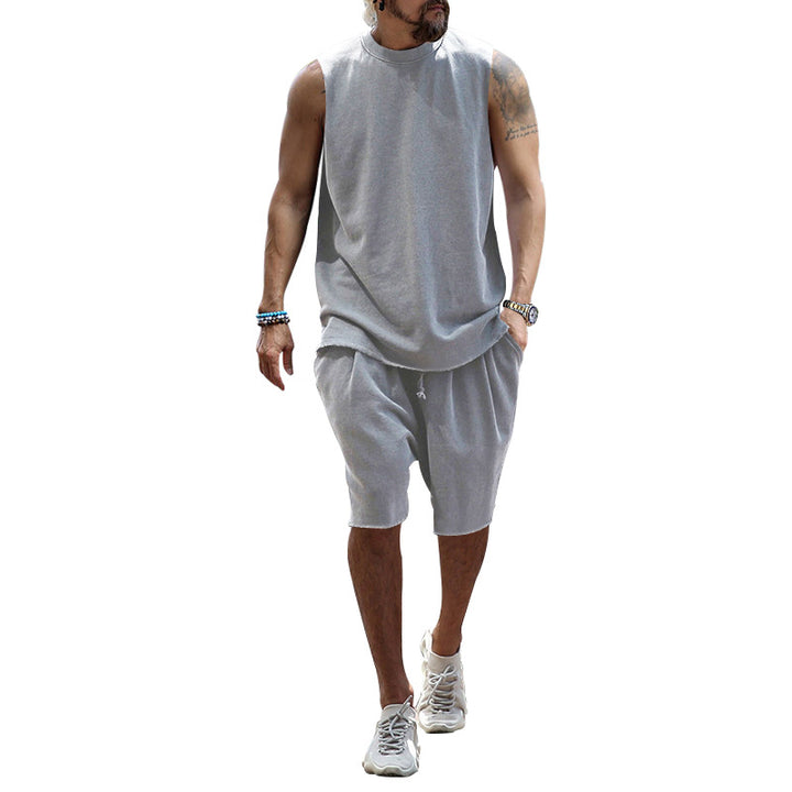 Herren sportliches Tanktop und Shorts-Set aus hochwertigem Baumwollmix Aliams
