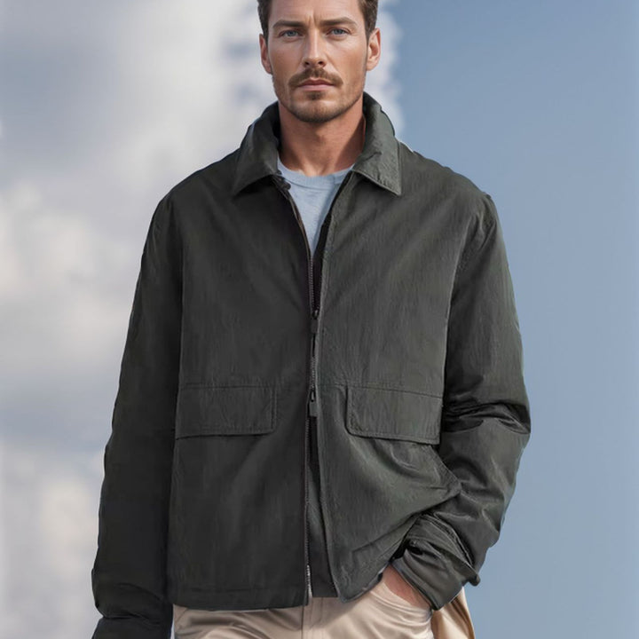 Herren urbane Utility-Jacke mit praktischen Taschen und hohem Kragen Aliams