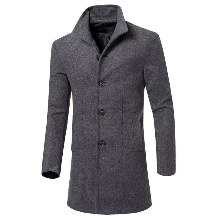 Herren eleganter Woolcoat mit modernem Stehkragen und praktischen Taschen Aliams
