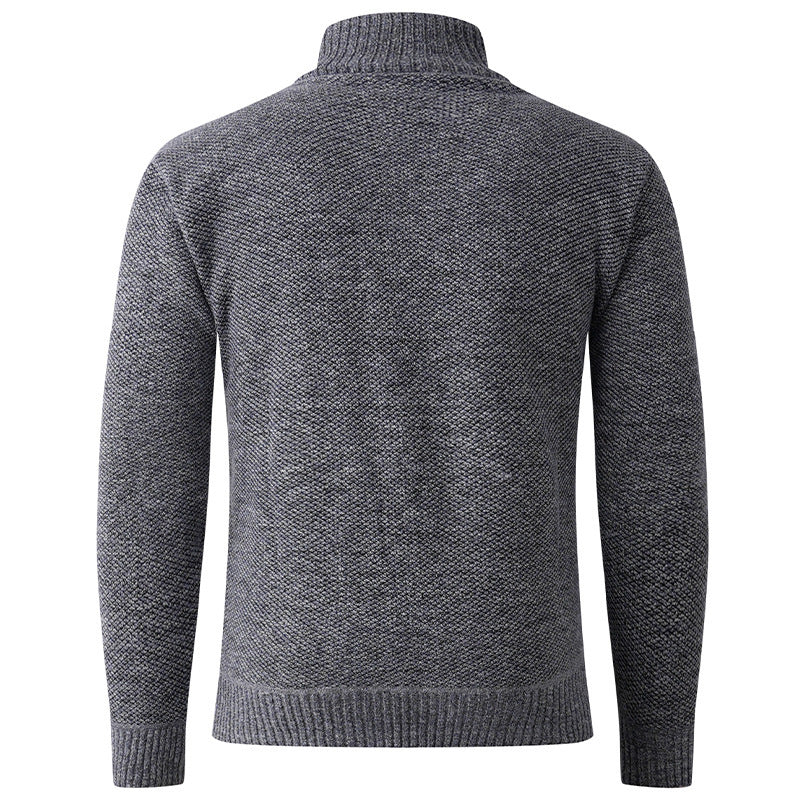 Herren Strickpullover mit hohem Kragen und durchgehendem Knopfverschluss Aliams