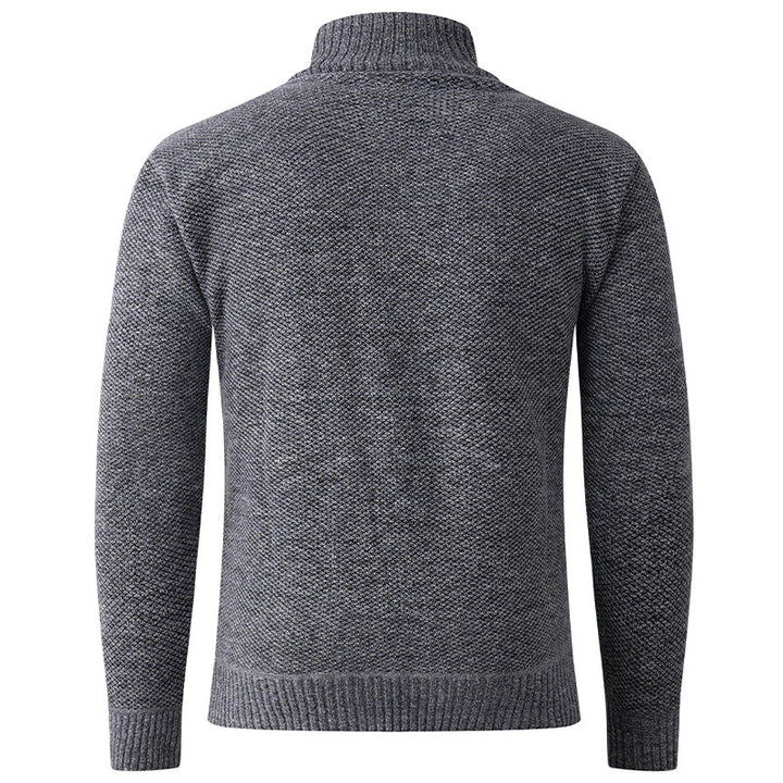 Herren Strickpullover mit hohem Kragen und durchgehendem Knopfverschluss Aliams