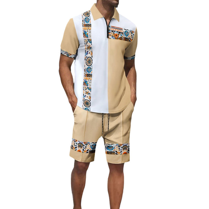 Herren sportliches Kurzarmhemd und Shorts-Set mit dekorativem Design und atmungsaktiven Materialien Aliams