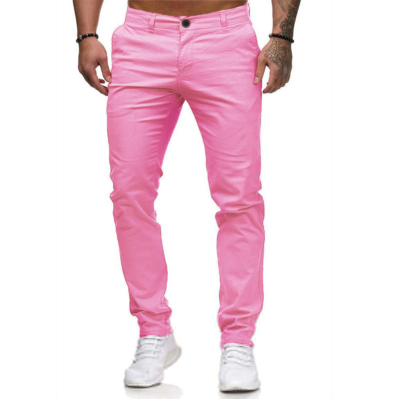 Herren stylische Slim-Fit Chinohose mit elastischem Bund und seitlichen Taschen Aliams