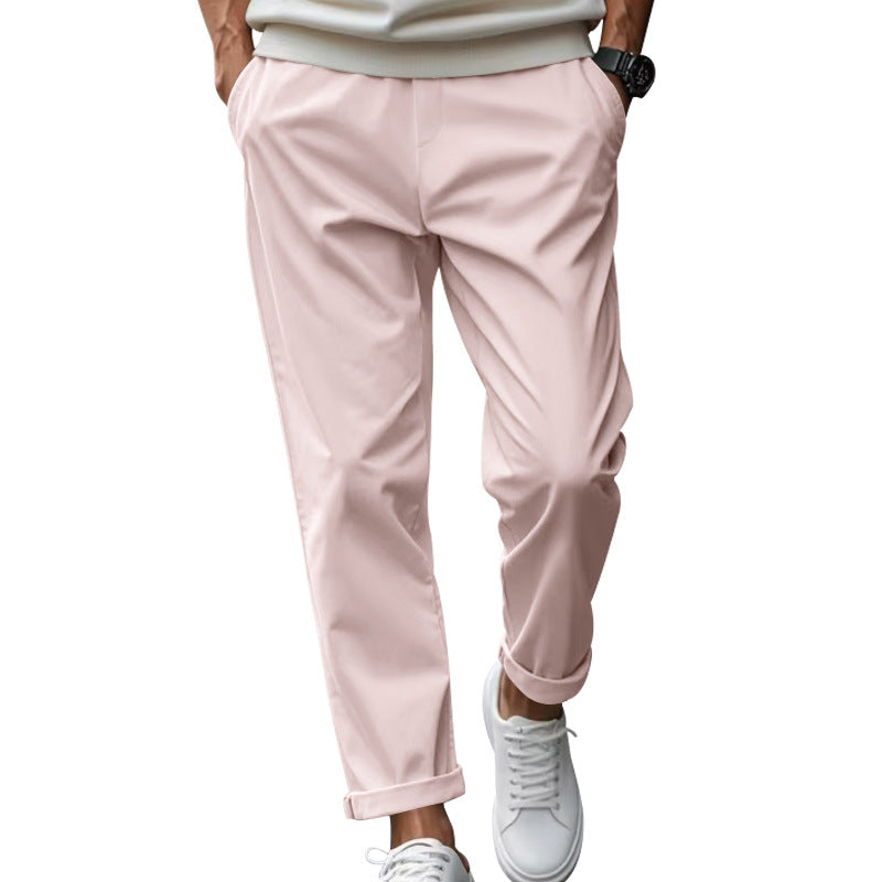 Herren elegante Chino-Hose mit bequemer Passform und seitlichen Taschen Aliams