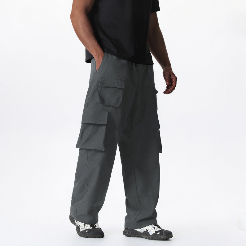 Herren Cargo-Hose mit vielseitigen Taschen und elastischem Bund Hedi-Mode