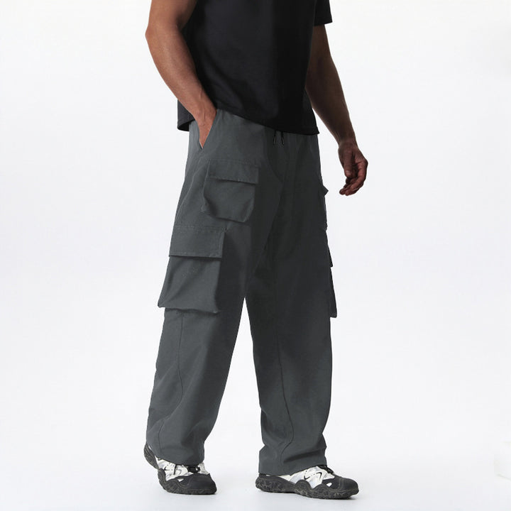 Herren Cargo-Hose mit vielseitigen Taschen und elastischem Bund Hedi-Mode